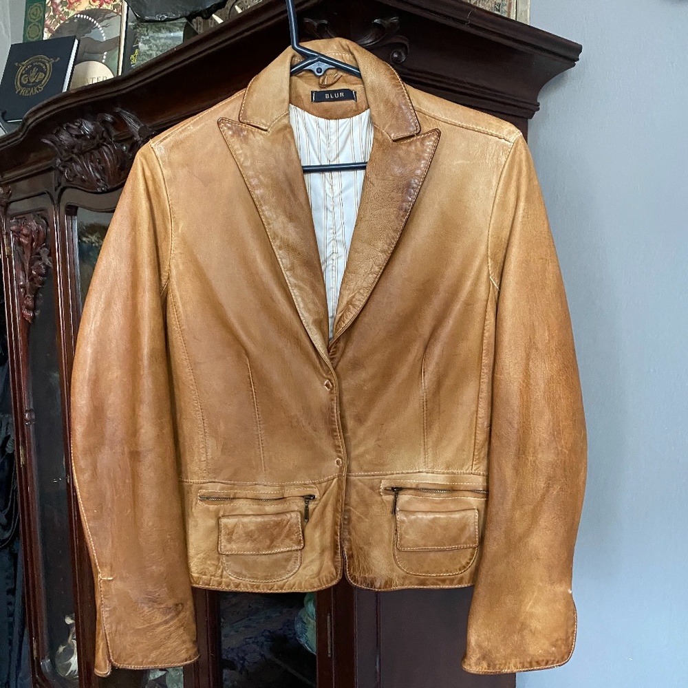 Blur Italy Lambskin Golden Tan Jacket Blazer